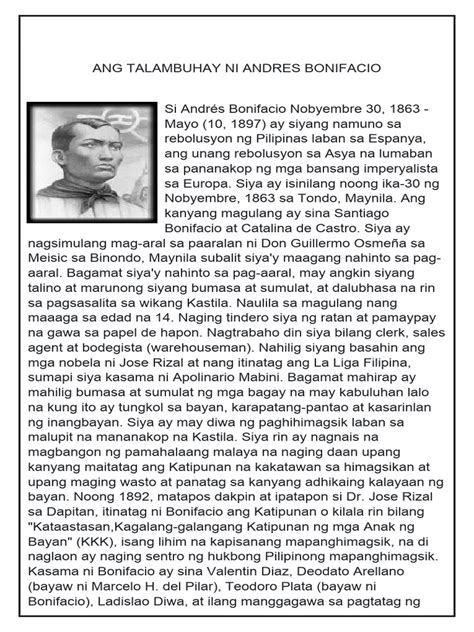 talambuhay ni andres bonifacio|Talambuhay ni Andres Bonifacio: Ang Ama ng Rebolusyong Pilipino.